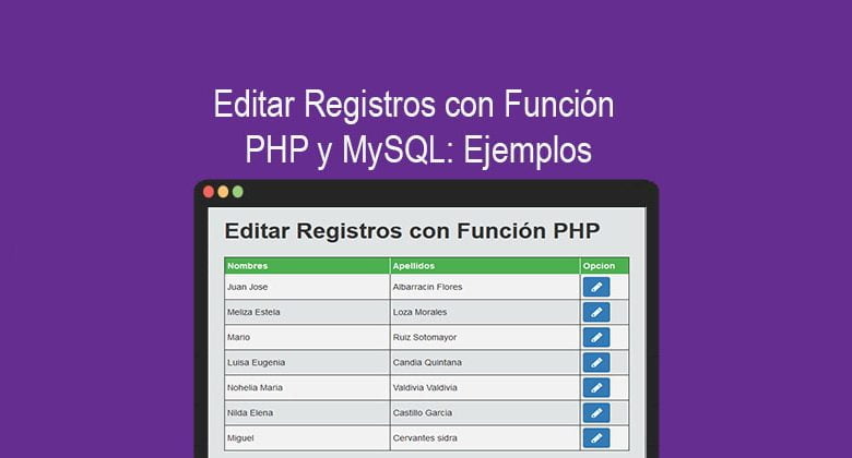 Editar Registros con Función PHP