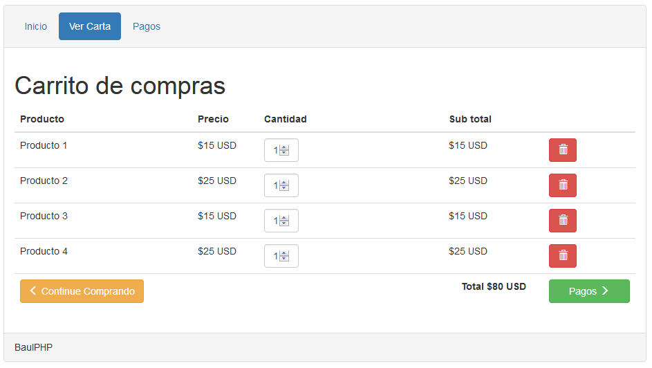 Descargar Sencillo carrito de compras con php