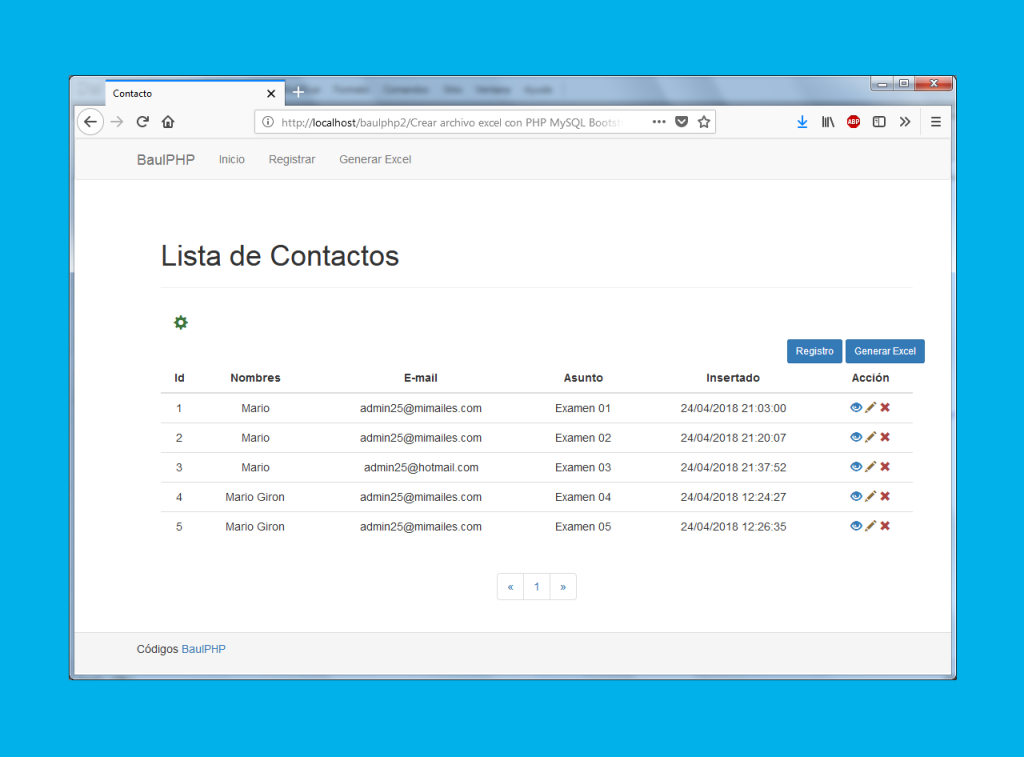 Crear archivo Excel con PHP MySQL Bootstrap