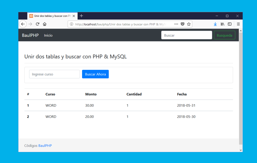 Búsqueda en dos tablas relacionadas con INNER JOIN