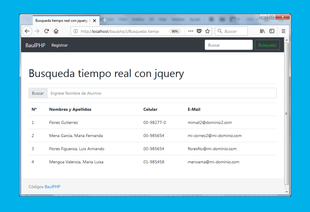 Búsqueda tiempo real con jQuery, PHP y MySQL