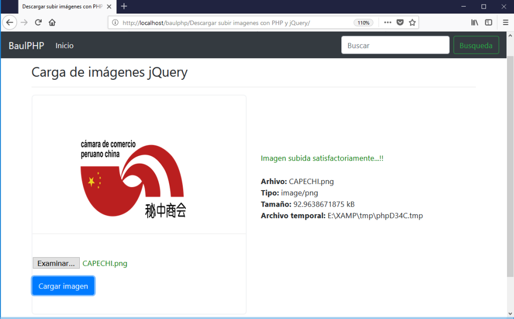Descargar subir imágenes con PHP y jQuery