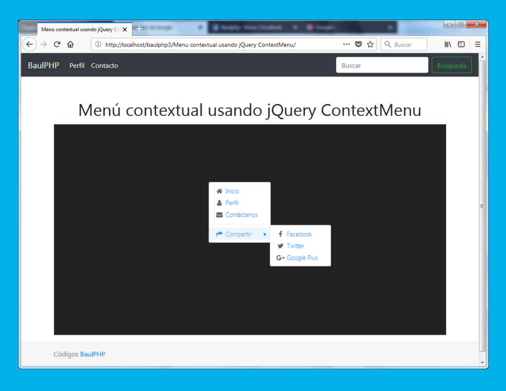Menú contextual usando jQuery ContextMenu
