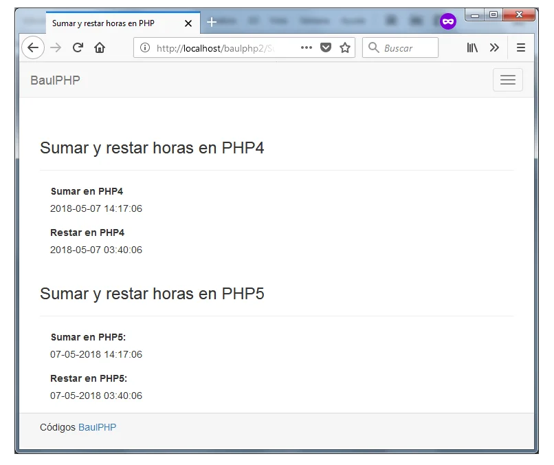 Sumar y restar horas PHP