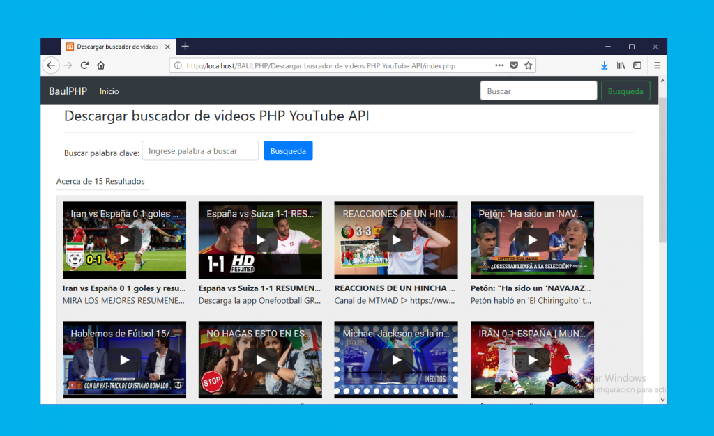 Descargar buscador de videos PHP YouTube API