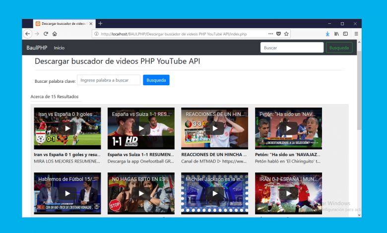 Descargar buscador de videos PHP YouTube API