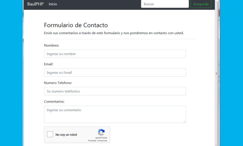 Descargar formulario de contacto con reCAPTCHA Google