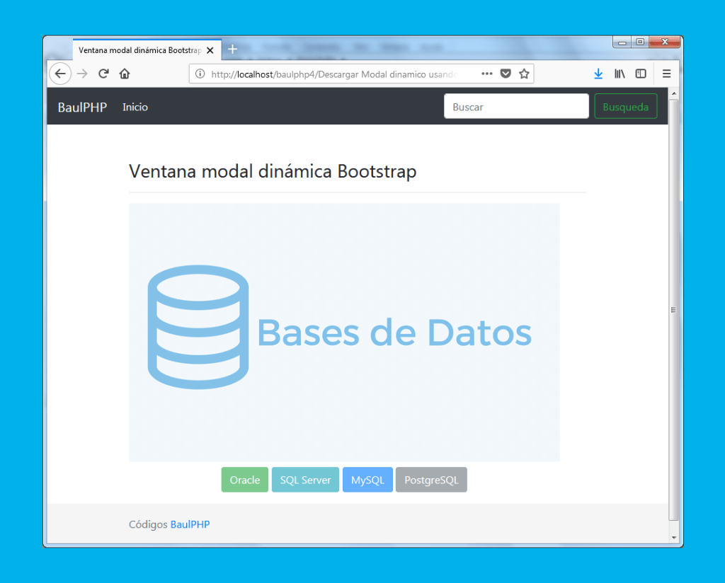Descargar Modal dinámico usando MySQL y jQuery
