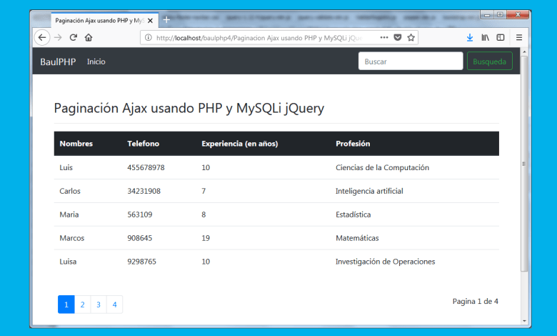 Paginación Ajax usando PHP y MySQLi jQuery