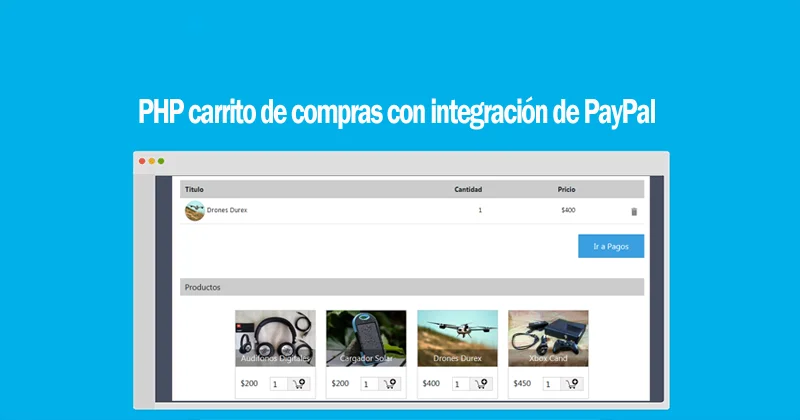 PHP carrito de compras con integración de PayPal