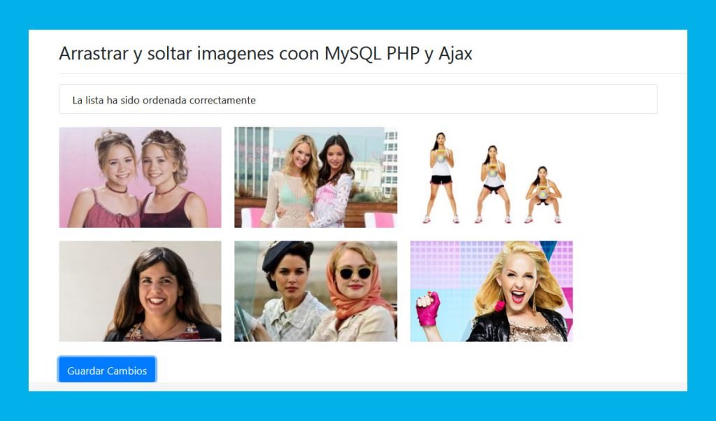 Arrastrar y soltar imágenes con MySQL PHP y Ajax