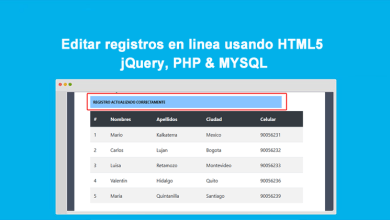 Editar registros en línea usando HTML5 jQuery, PHP & MYSQL