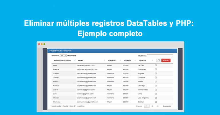 Eliminar múltiples registros DataTables y PHP