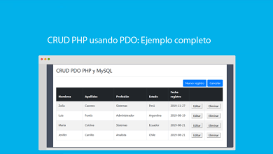 CRUD PHP usando PDO Ejemplo completo