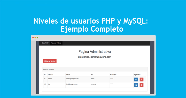 Niveles de usuarios PHP Niveles de usuarios PHP y MySQL Ejemplo Completo