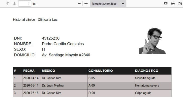 Reporte medico con FPDF PHP