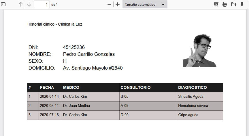 Descargar Historial medico con FPDF PHP