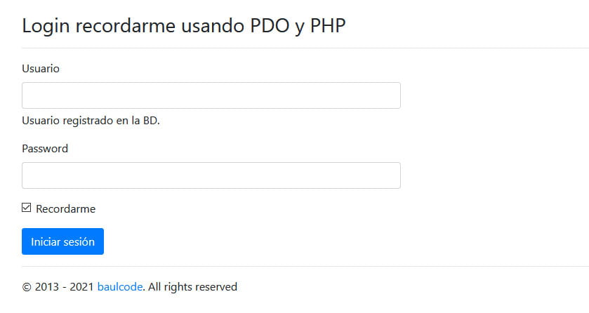 Descargar login y recordarme usando PDO