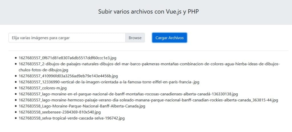 Subir varios archivos con Vue.js y PHP