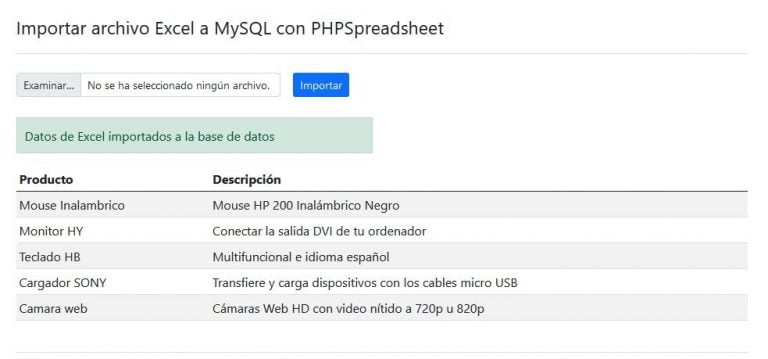 Importar archivo Excel a MySQL con PHPSpreadsheet » BaulPHP