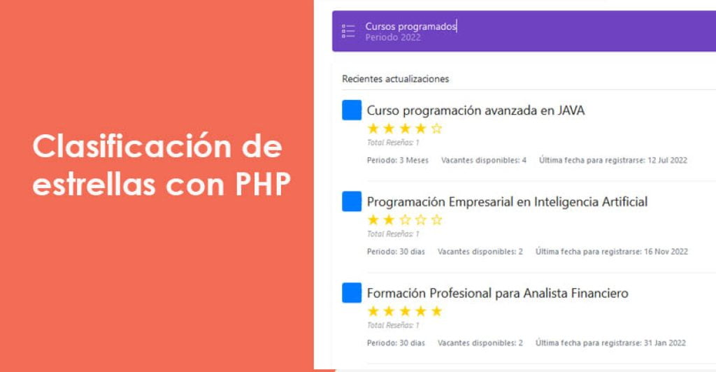 Clasificación de estrellas con PHP: ejemplo completo