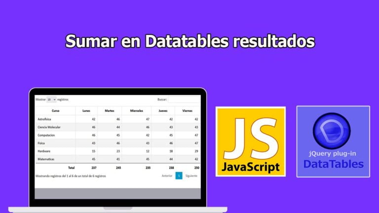 Datatable Total Sumar en Datatables resultados (Total de columna) » BaulPHP