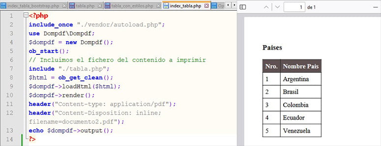Dompdf declaracion interna CSS