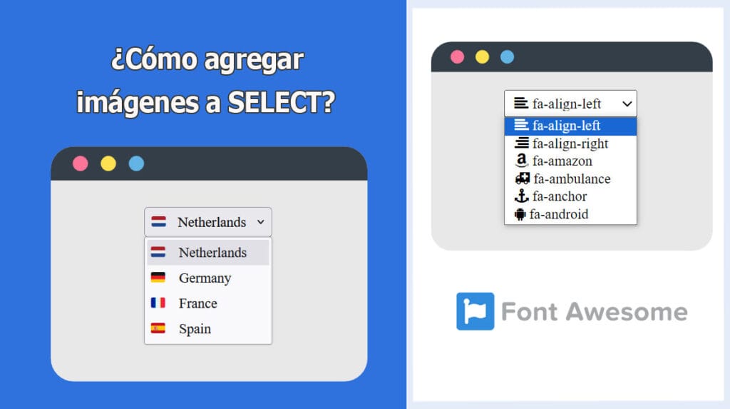 ¿Cómo agregar imágenes en etiqueta SELECT?