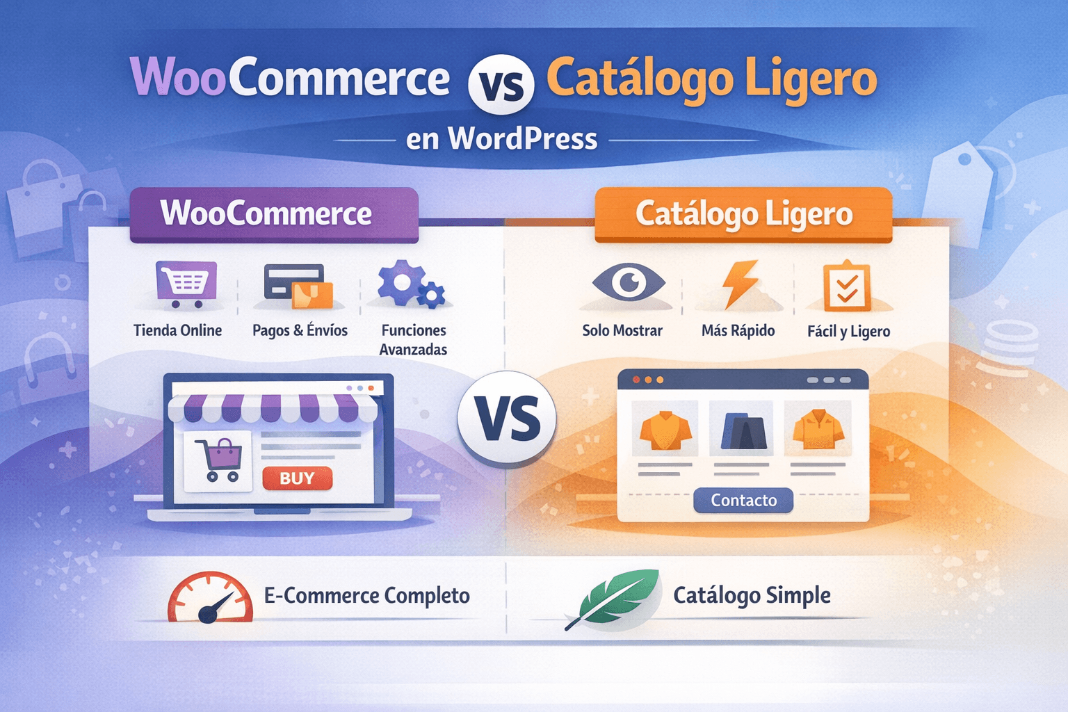 WooCommerce vs catálogo ligero
