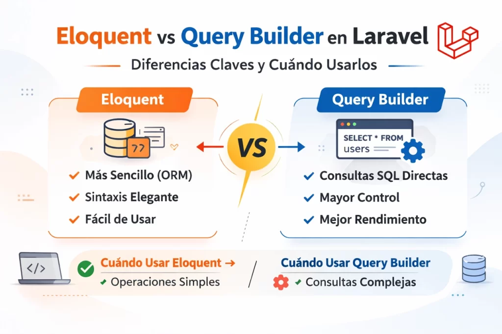 Eloquent vs Query Builder en Laravel: Diferencias Claves, Rendimiento y Cuándo Usarlos