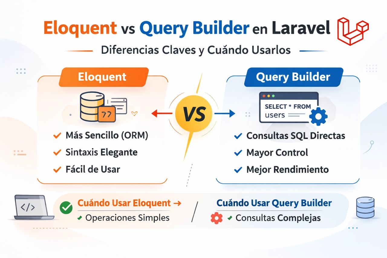 Eloquent vs Query Builder en Laravel Diferencias Claves, Rendimiento y Cuándo Usarlos