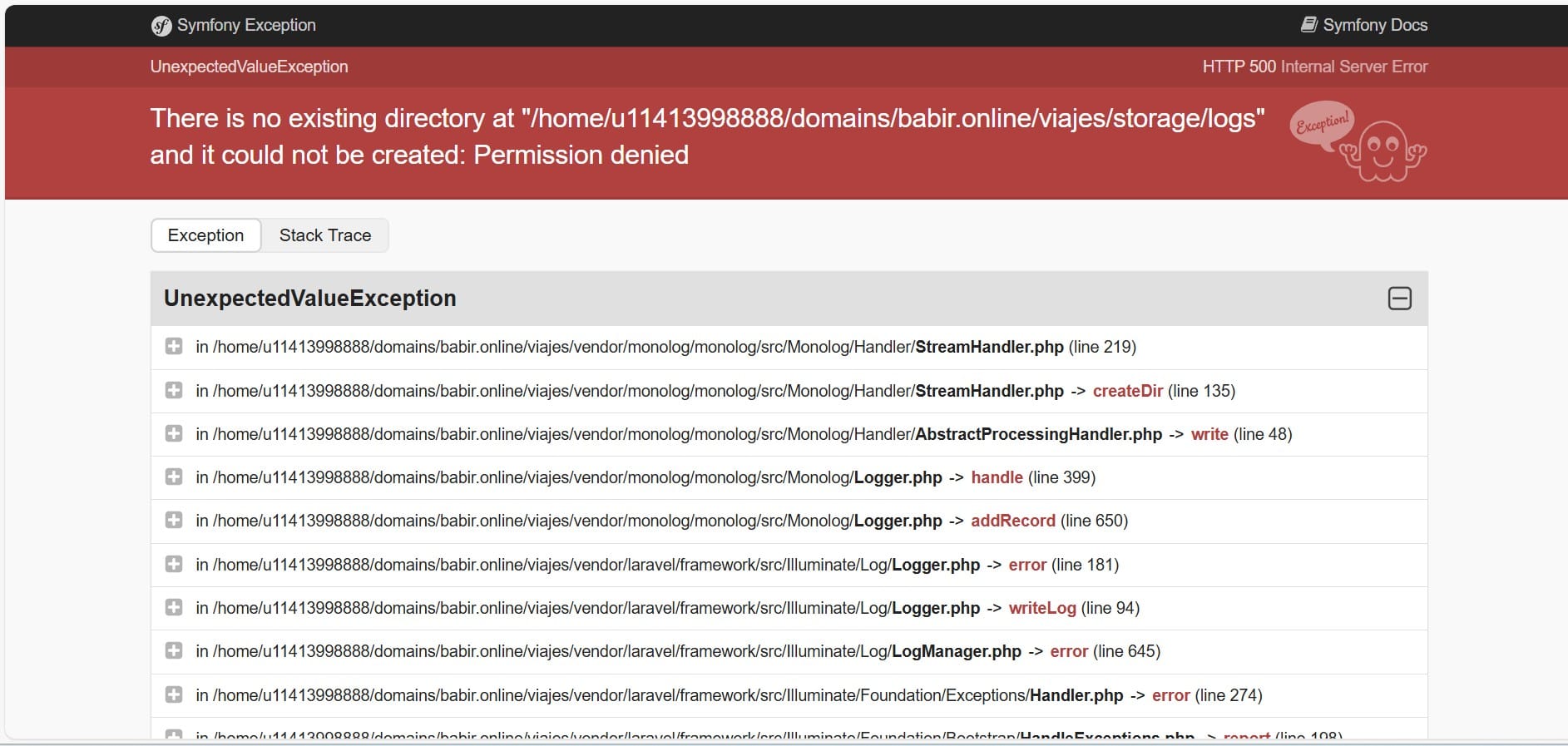 Error de permisos denegados