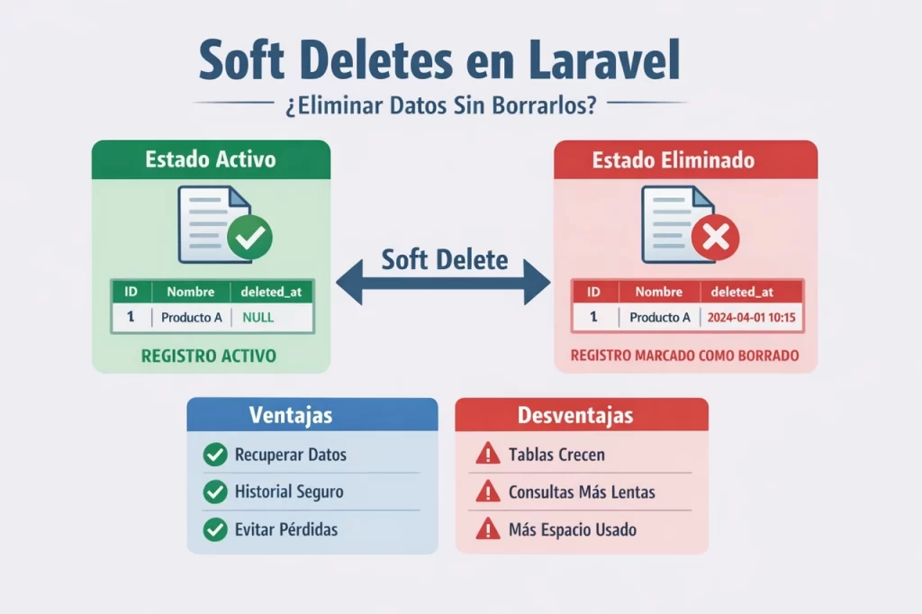 Soft Deletes en Laravel: Qué Son, Ventajas, Desventajas y Por Qué No Deberías Eliminar Datos Definitivamente