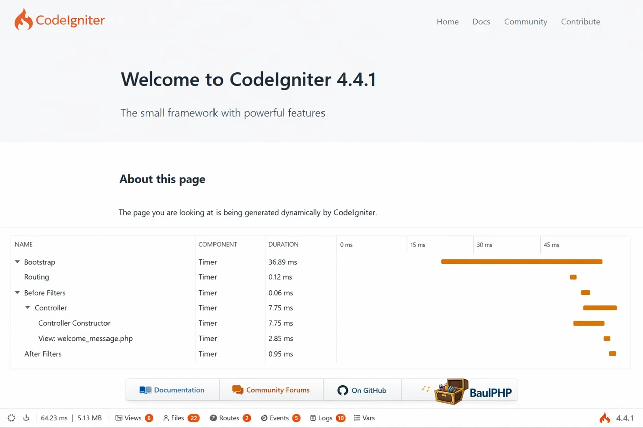 Al final veras una bienvenida similar en Codeigniter 4