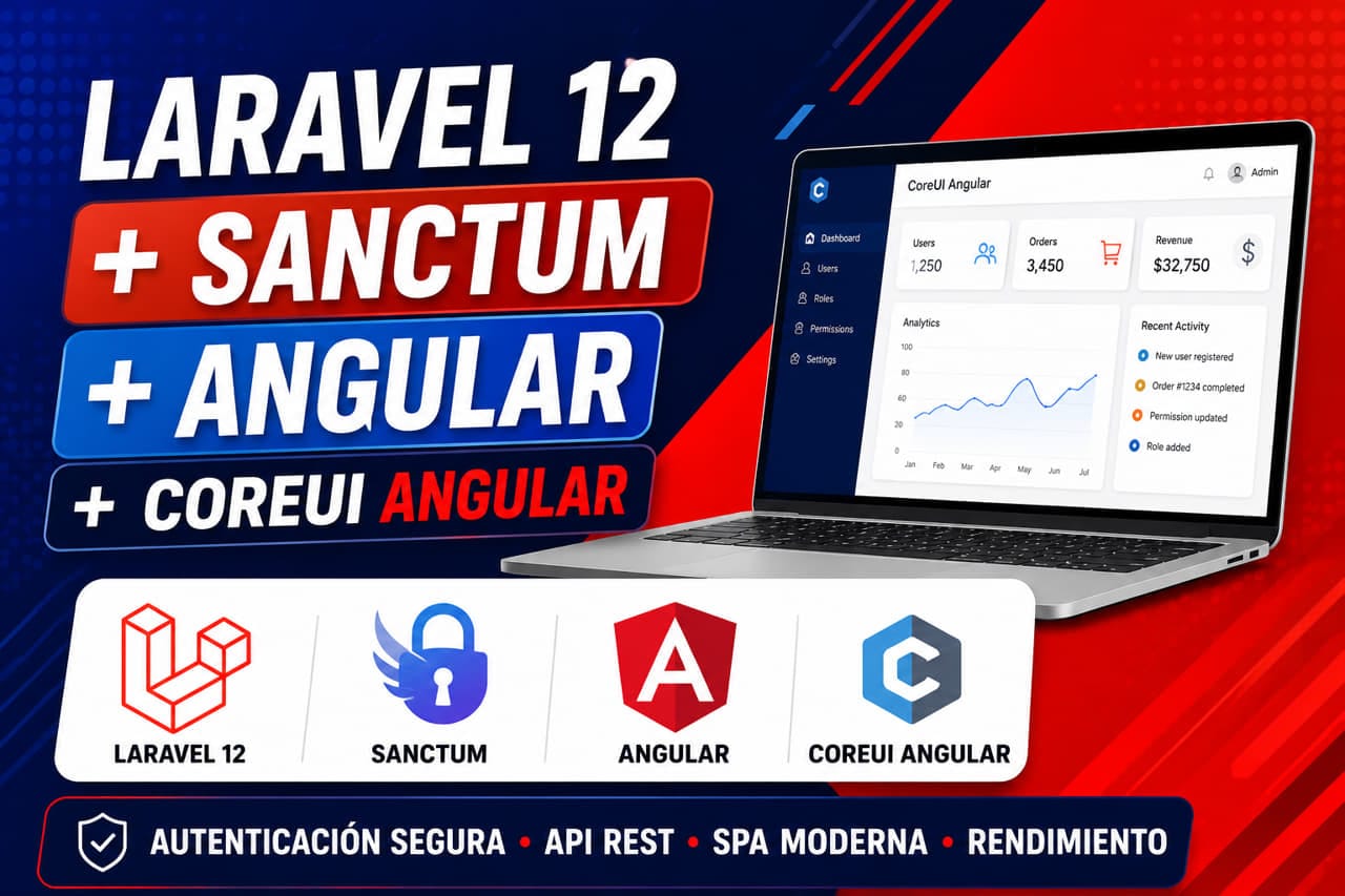 Laravel 12 + Sanctum + Angular + CoreUI: Guía para crear una SPA