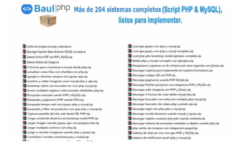 Descargar 204 Sistemas y Script PHP & MySQL