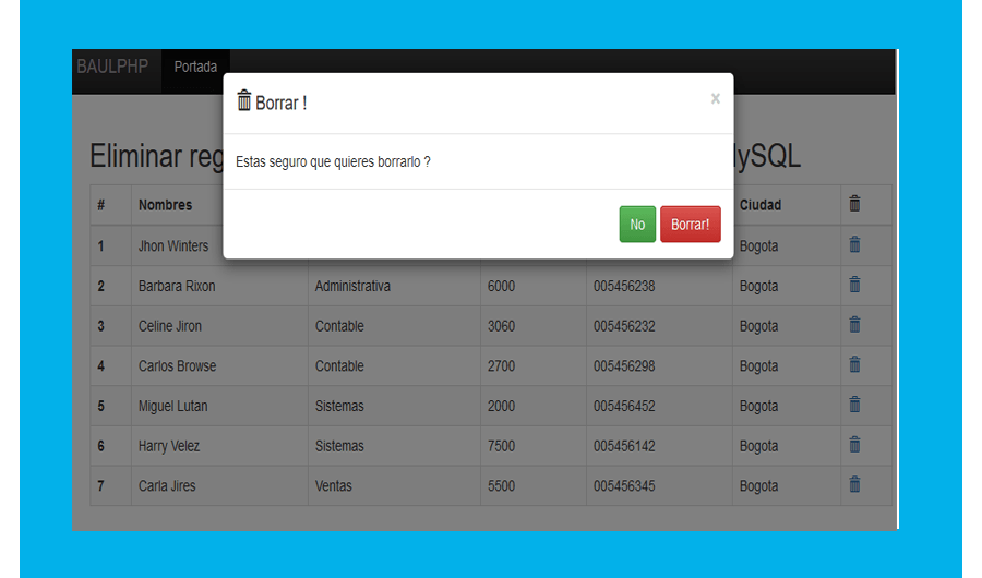 Cómo eliminar registro usando BootStrap, PHP y MySQL