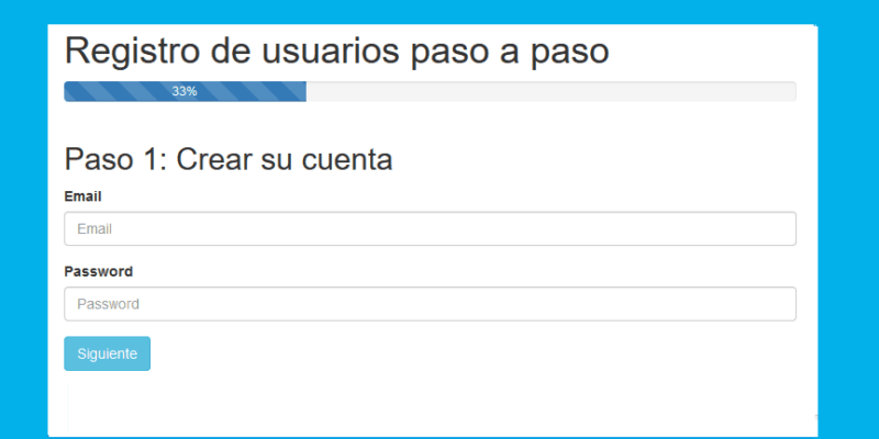 Descargar formulario paso a paso con BootStrap, jQuery