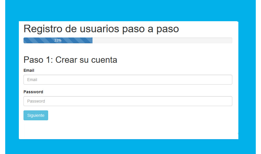 Descargar formulario paso a paso con BootStrap, jQuery
