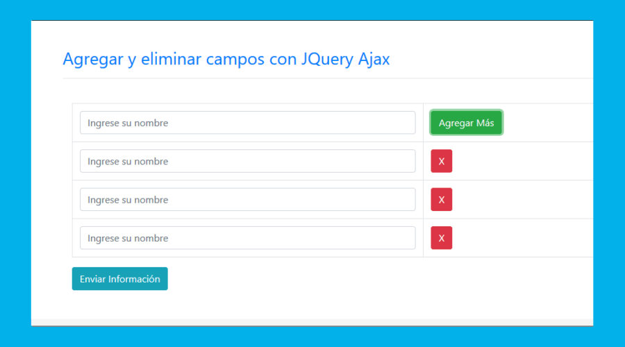 Añadir y eliminar input usando jQuery PHP