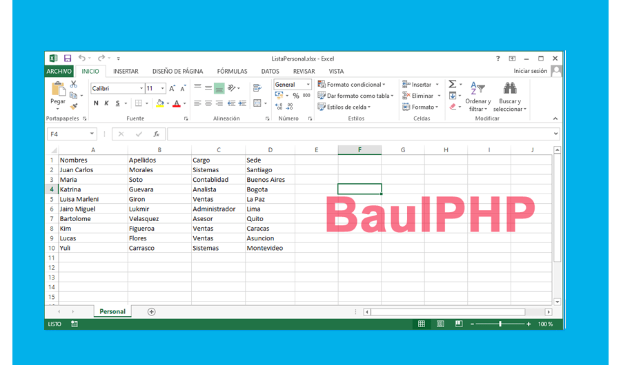 Sistema para visualizar archivos Excel